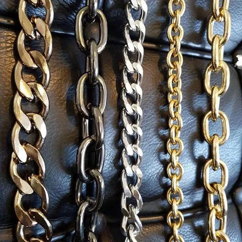 Altın, nikel ve siyah kaplama metal zincir çeşitleri
